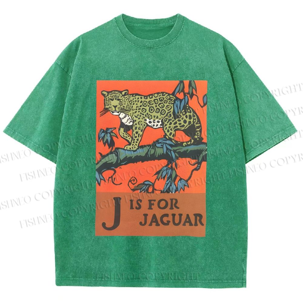 Unisex J is for Jaguar Printed Washed Tee