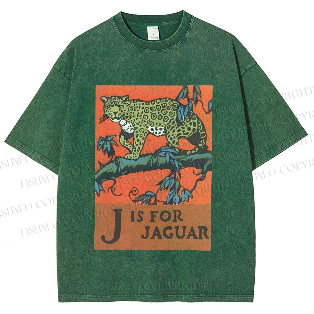 Unisex J is for Jaguar Printed Washed Tee