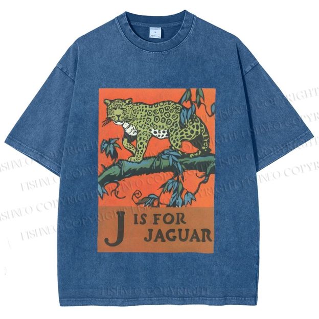 Unisex J is for Jaguar Printed Washed Tee