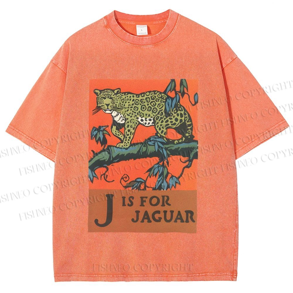 Unisex J is for Jaguar Printed Washed Tee