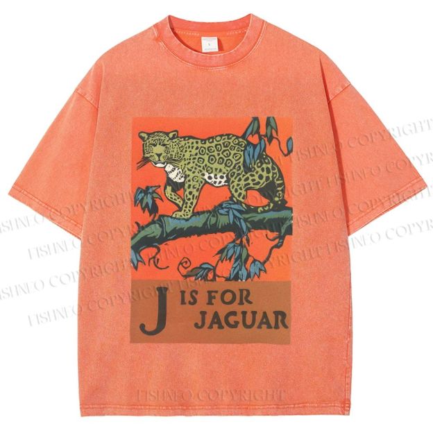 Unisex J is for Jaguar Printed Washed Tee
