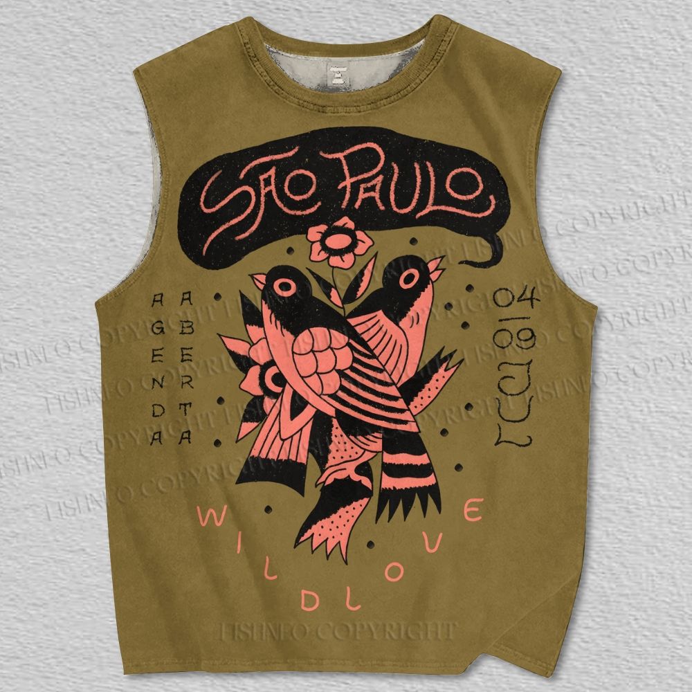 Unisex Two Birds Printed Tank Top