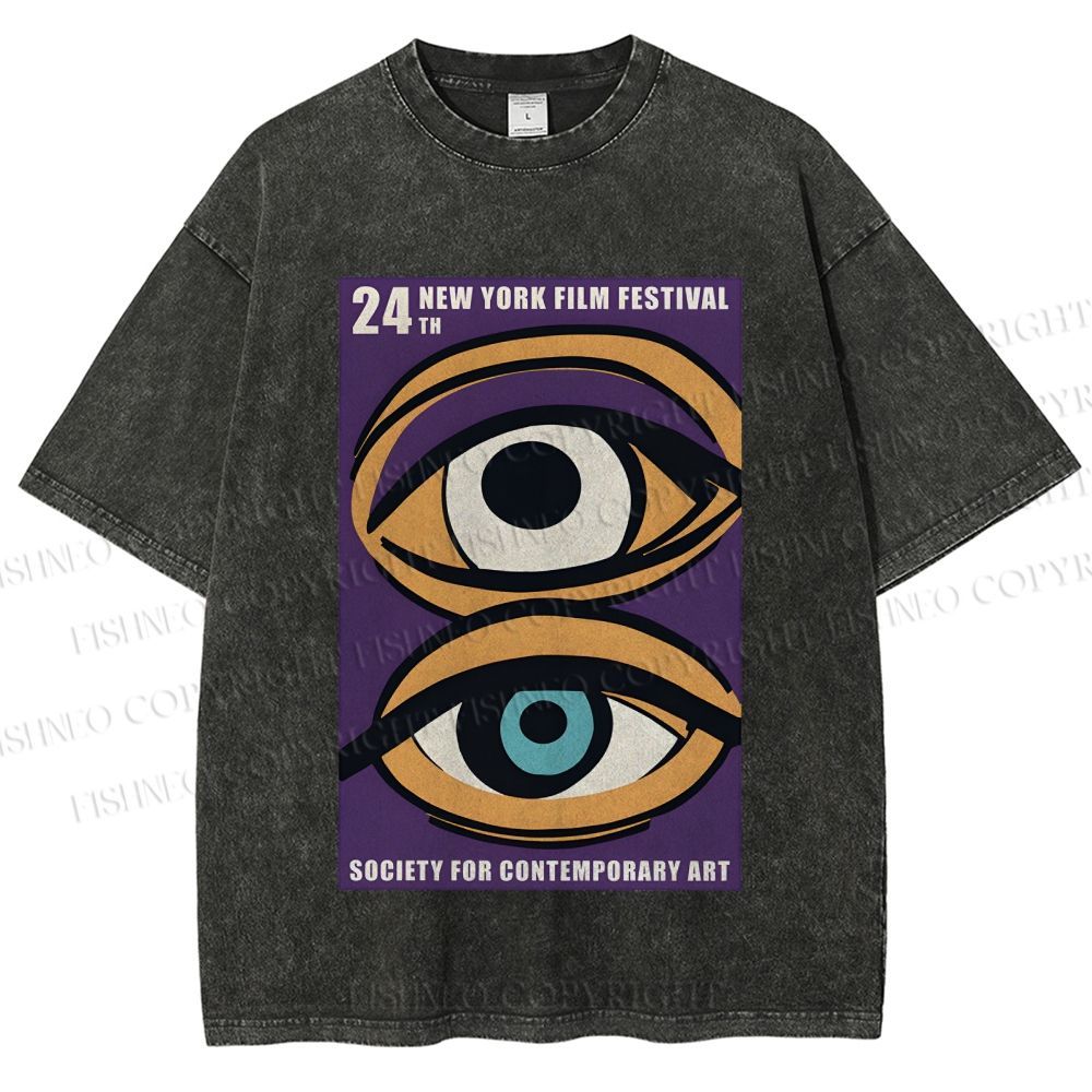 Unisex Geometric Art Eyes Art Festival Printed Washed Tee