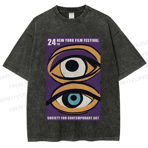 Unisex Geometric Art Eyes Art Festival Printed Washed Tee