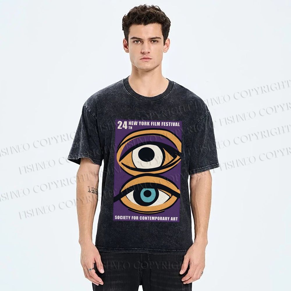 Unisex Geometric Art Eyes Art Festival Printed Washed Tee