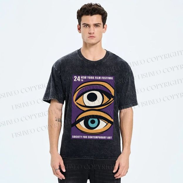 Unisex Geometric Art Eyes Art Festival Printed Washed Tee