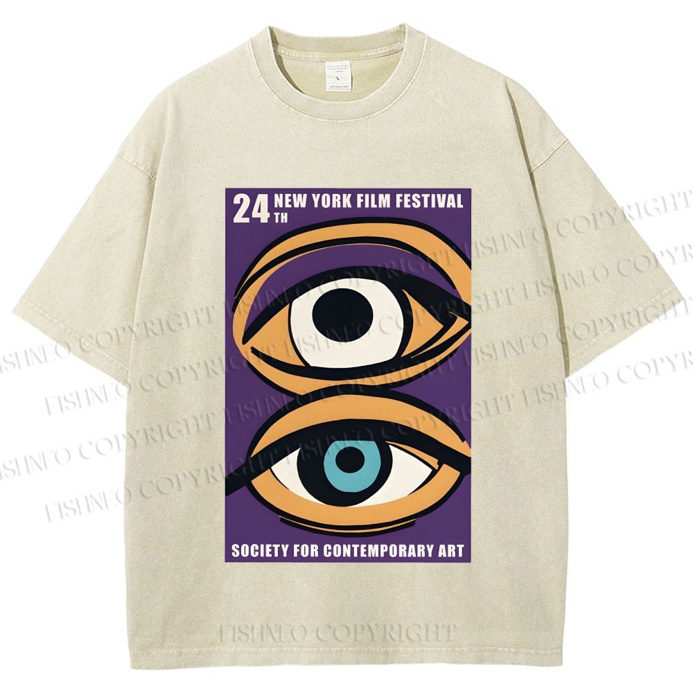 Unisex Geometric Art Eyes Art Festival Printed Washed Tee