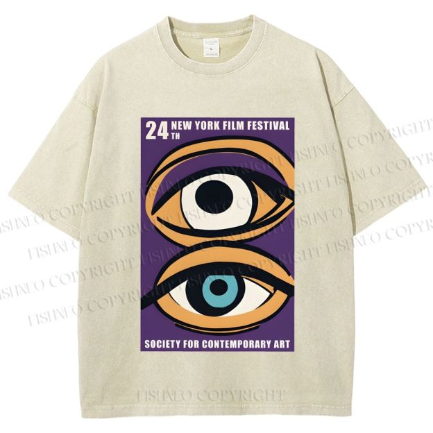 Unisex Geometric Art Eyes Art Festival Printed Washed Tee