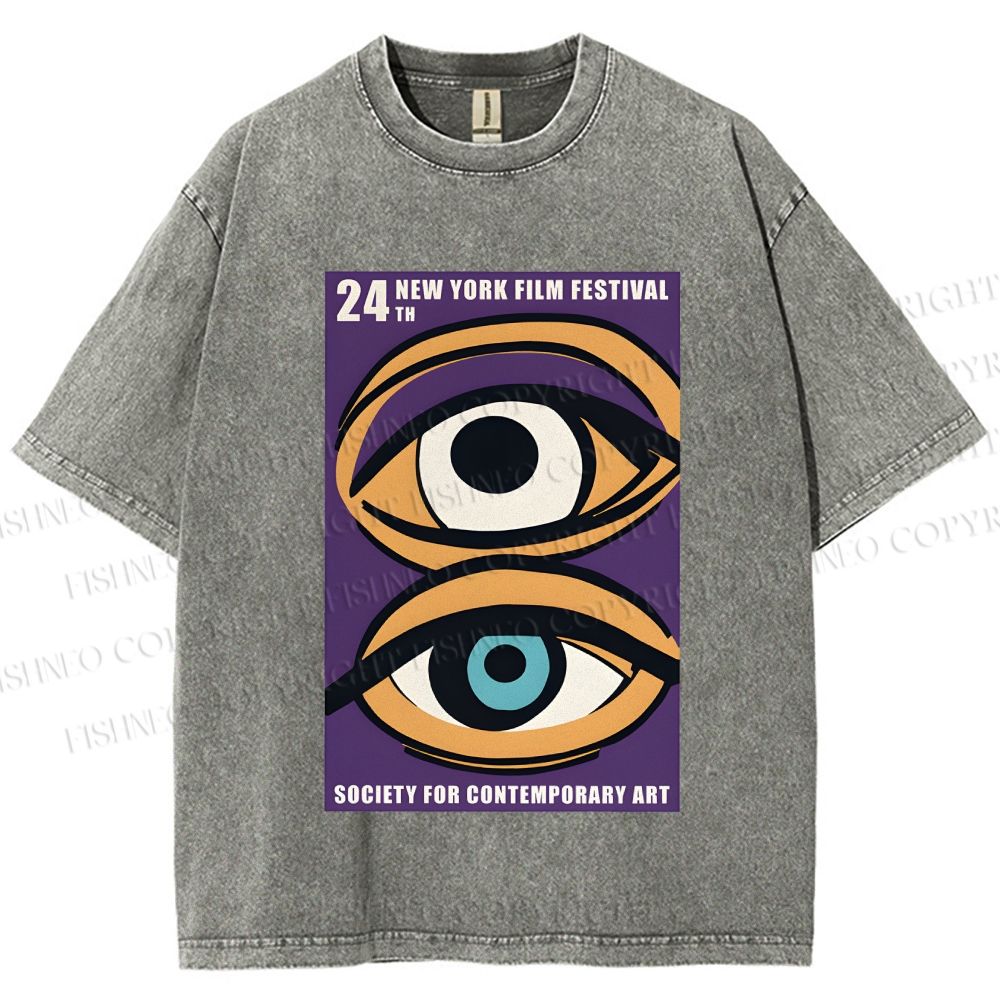 Unisex Geometric Art Eyes Art Festival Printed Washed Tee