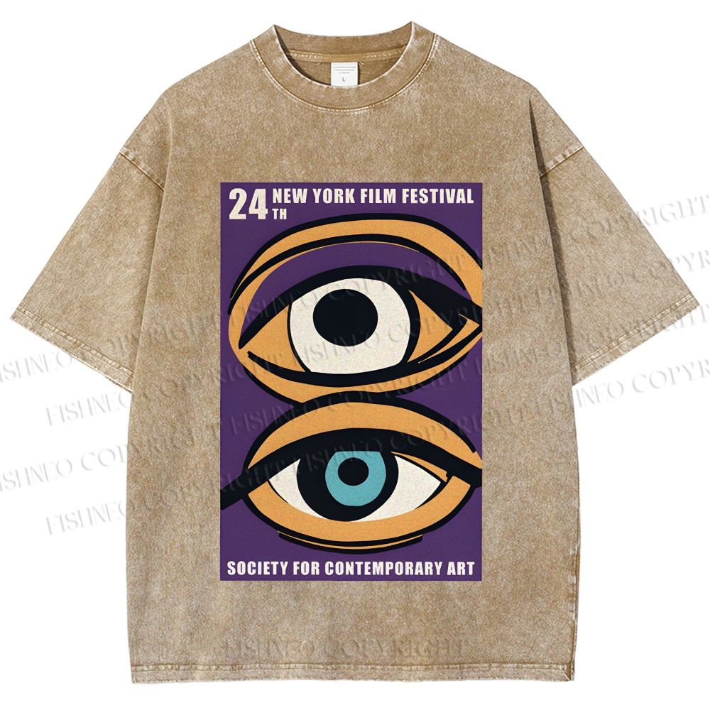 Unisex Geometric Art Eyes Art Festival Printed Washed Tee