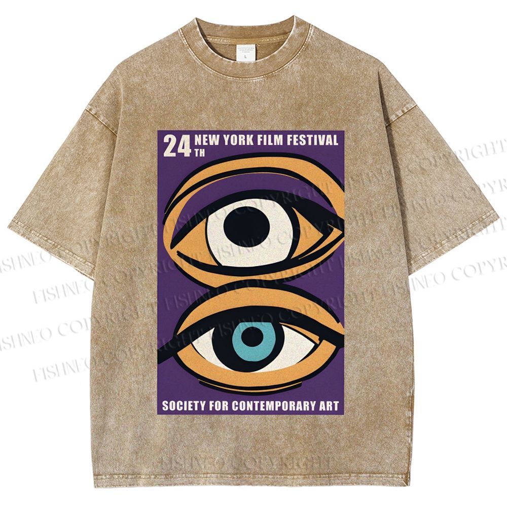 Unisex Geometric Art Eyes Art Festival Printed Washed Tee