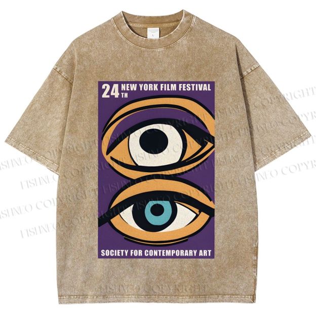 Unisex Geometric Art Eyes Art Festival Printed Washed Tee