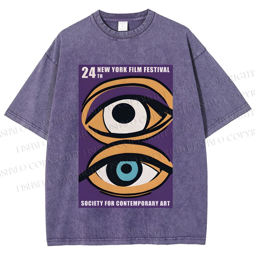 Unisex Geometric Art Eyes Art Festival Printed Washed Tee
