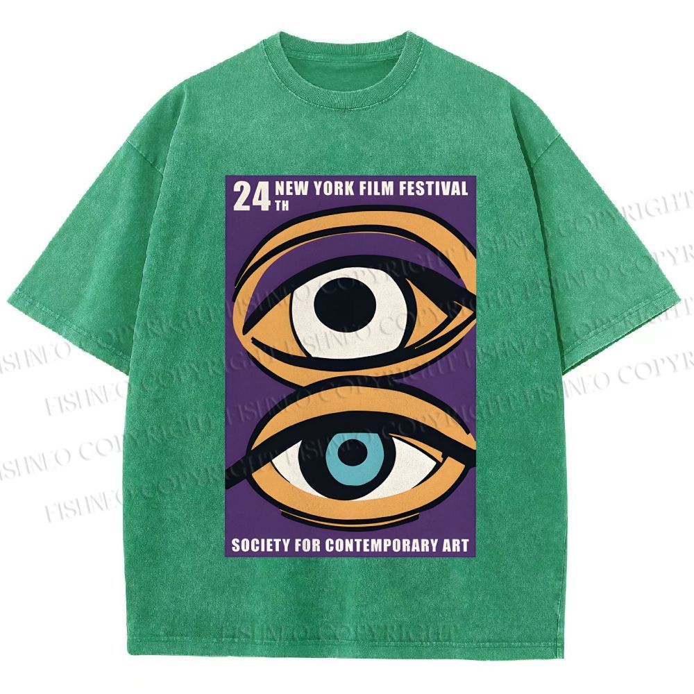 Unisex Geometric Art Eyes Art Festival Printed Washed Tee