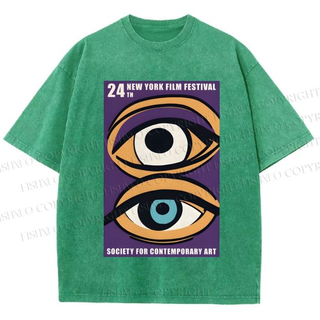 Unisex Geometric Art Eyes Art Festival Printed Washed Tee