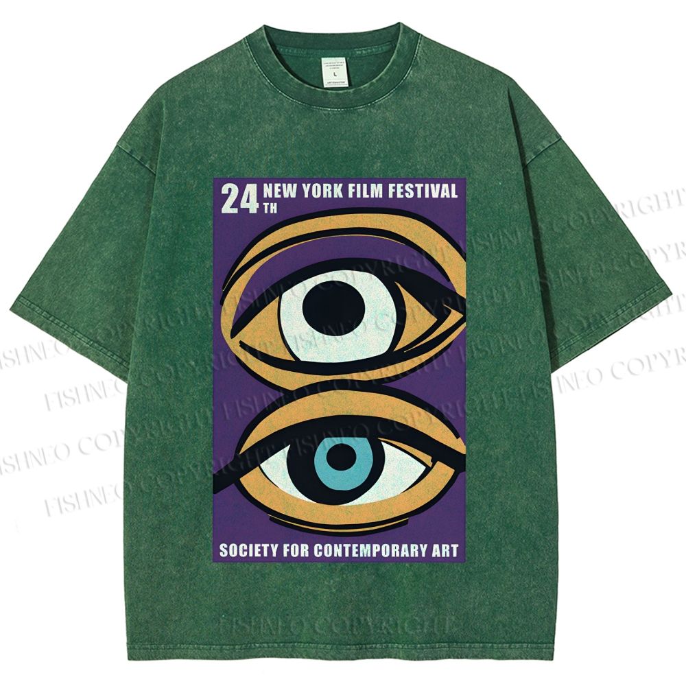 Unisex Geometric Art Eyes Art Festival Printed Washed Tee
