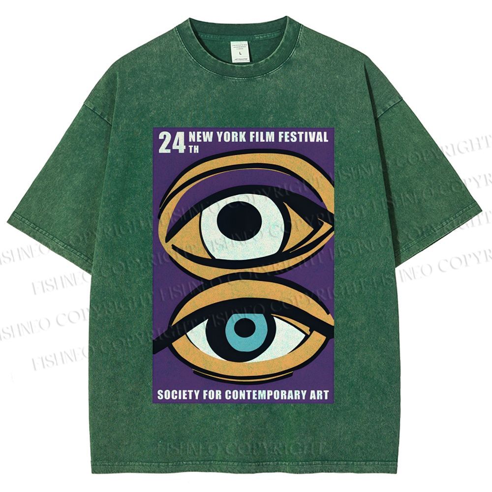 Unisex Geometric Art Eyes Art Festival Printed Washed Tee