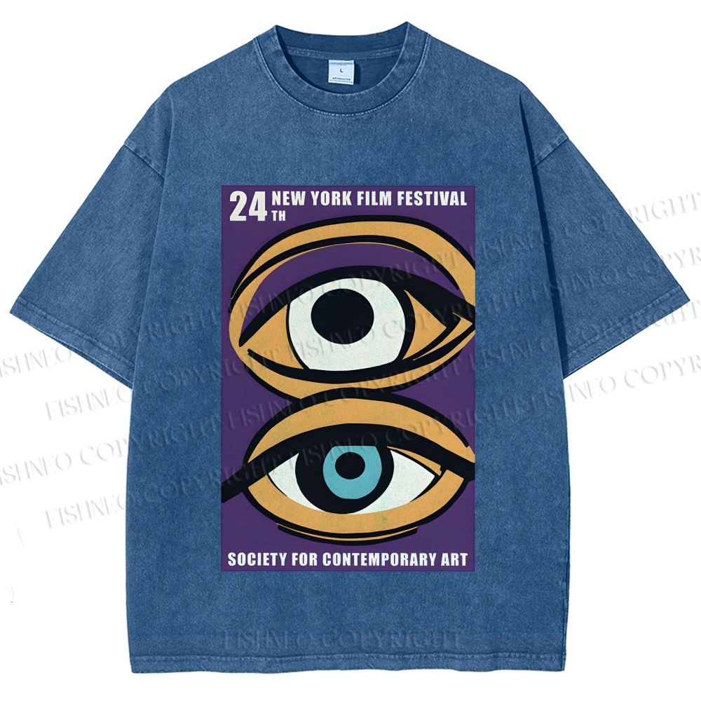 Unisex Geometric Art Eyes Art Festival Printed Washed Tee