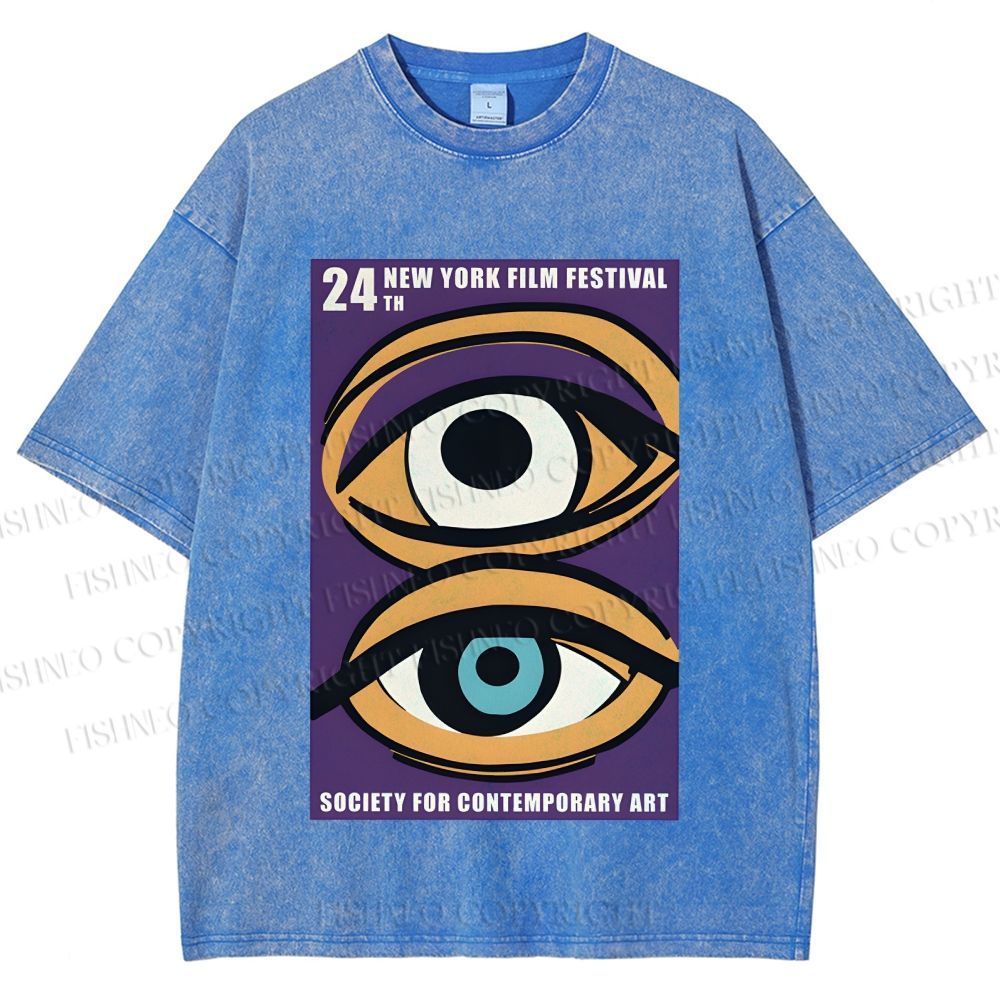 Unisex Geometric Art Eyes Art Festival Printed Washed Tee
