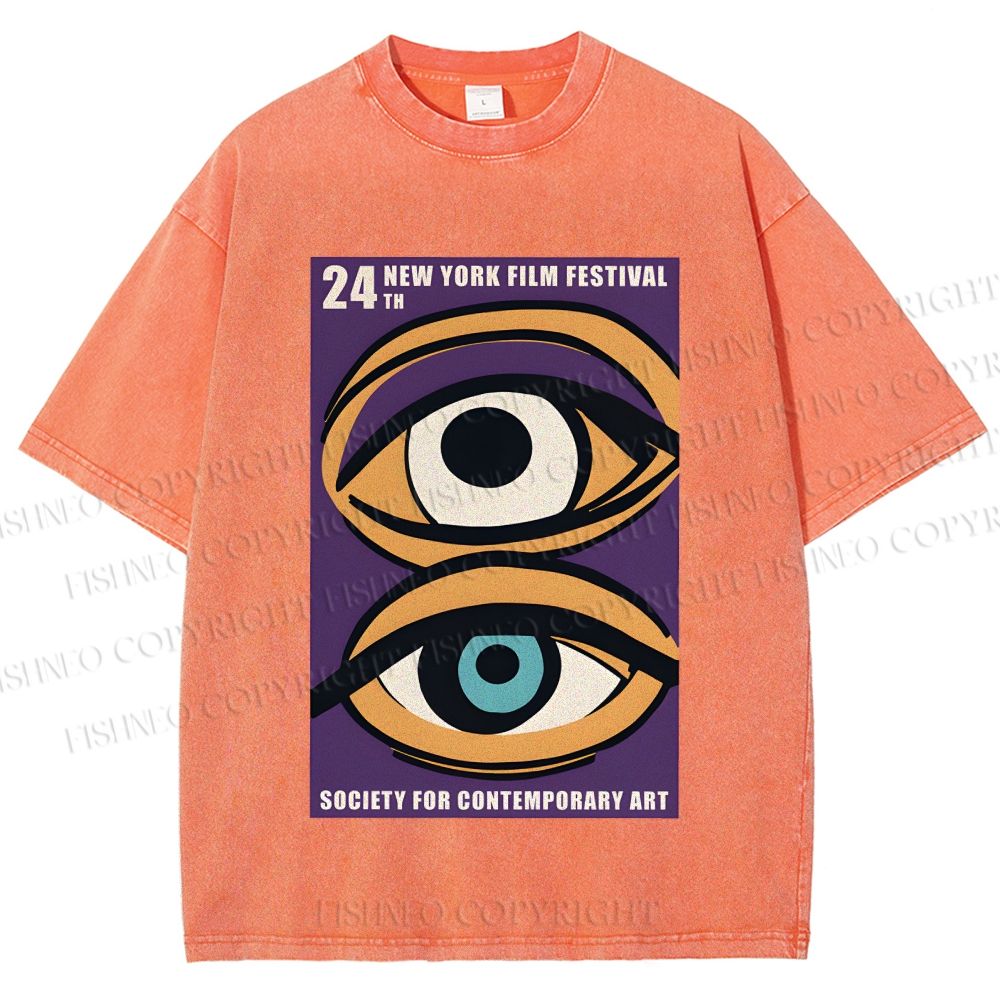 Unisex Geometric Art Eyes Art Festival Printed Washed Tee