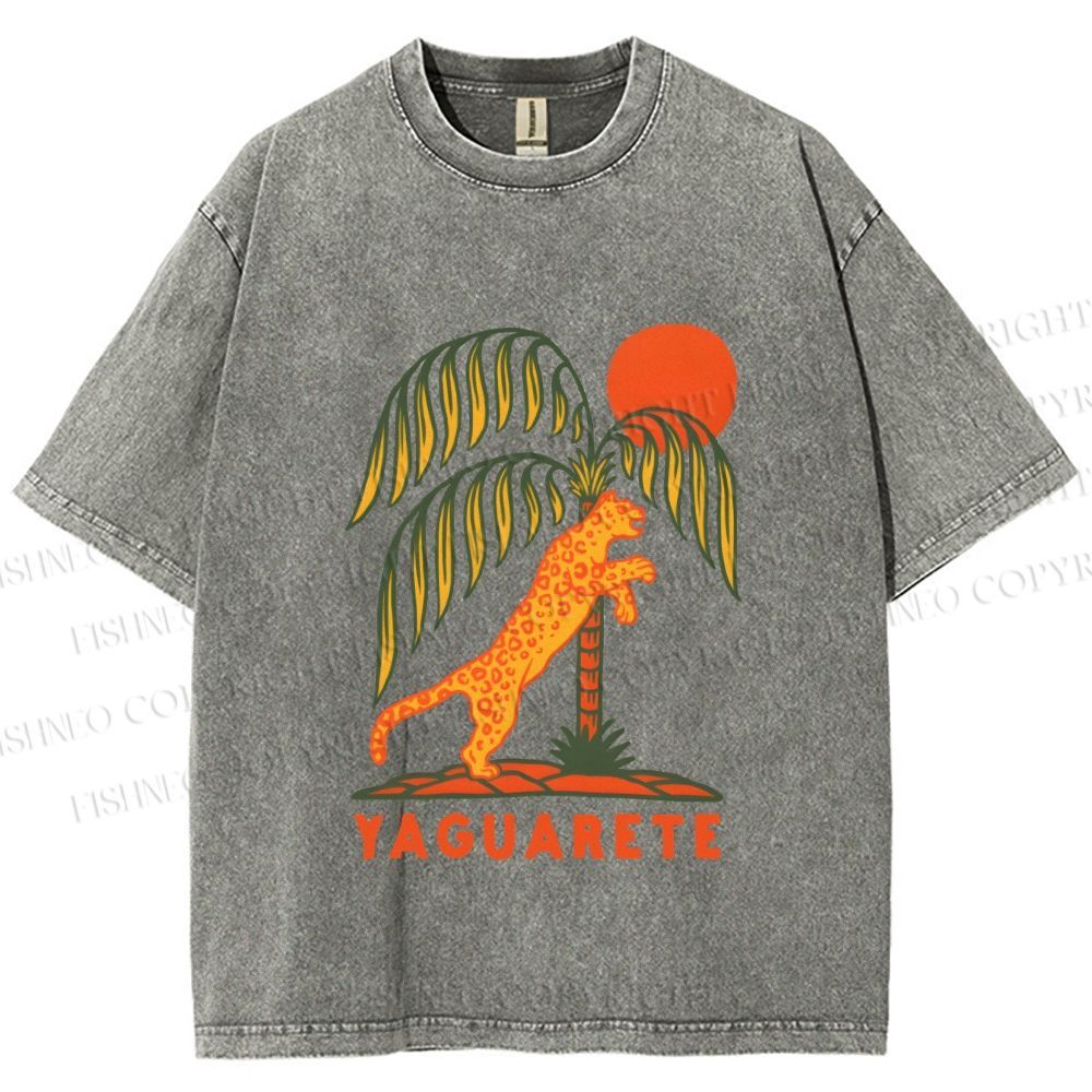 Unisex Panther in Summer Printed Washed Tee