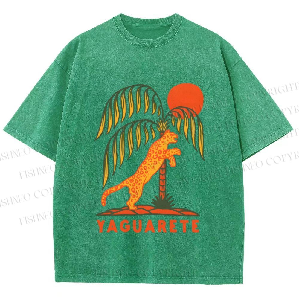 Unisex Panther in Summer Printed Washed Tee