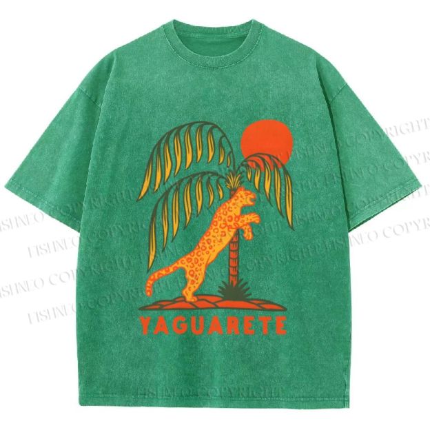 Unisex Panther in Summer Printed Washed Tee