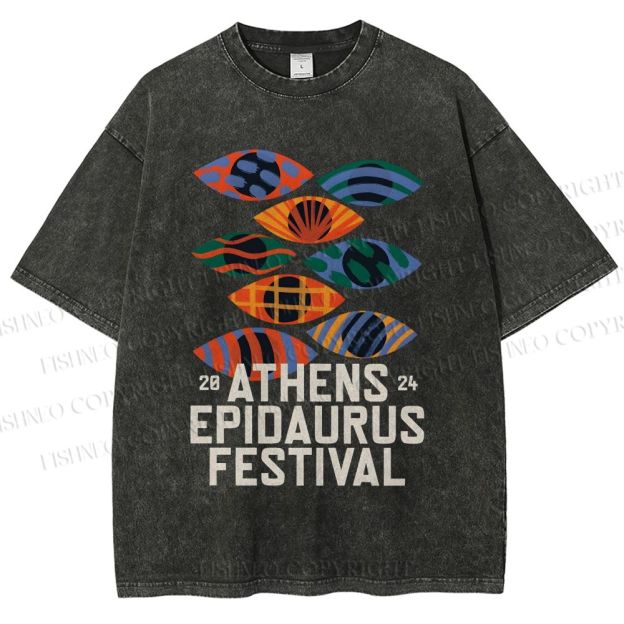Unisex Abstract Art Eyes Art Festival Printed Washed Tee