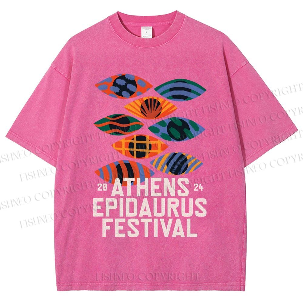 Unisex Abstract Art Eyes Art Festival Printed Washed Tee