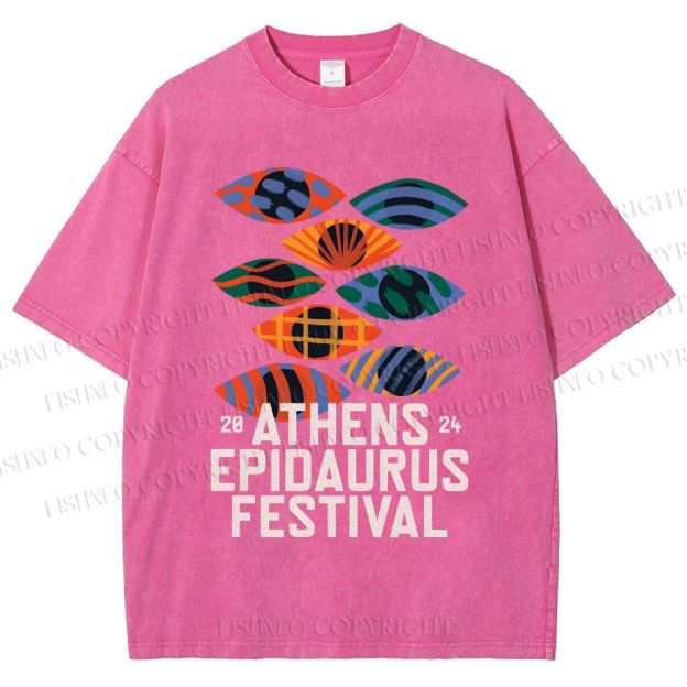 Unisex Abstract Art Eyes Art Festival Printed Washed Tee