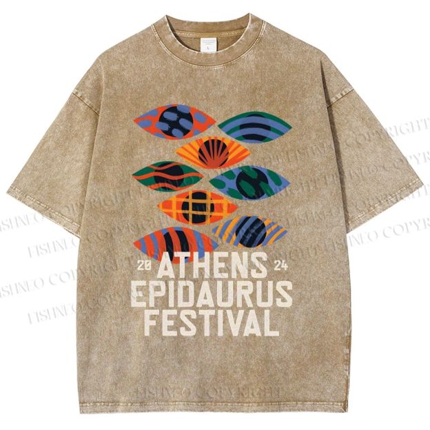 Unisex Abstract Art Eyes Art Festival Printed Washed Tee