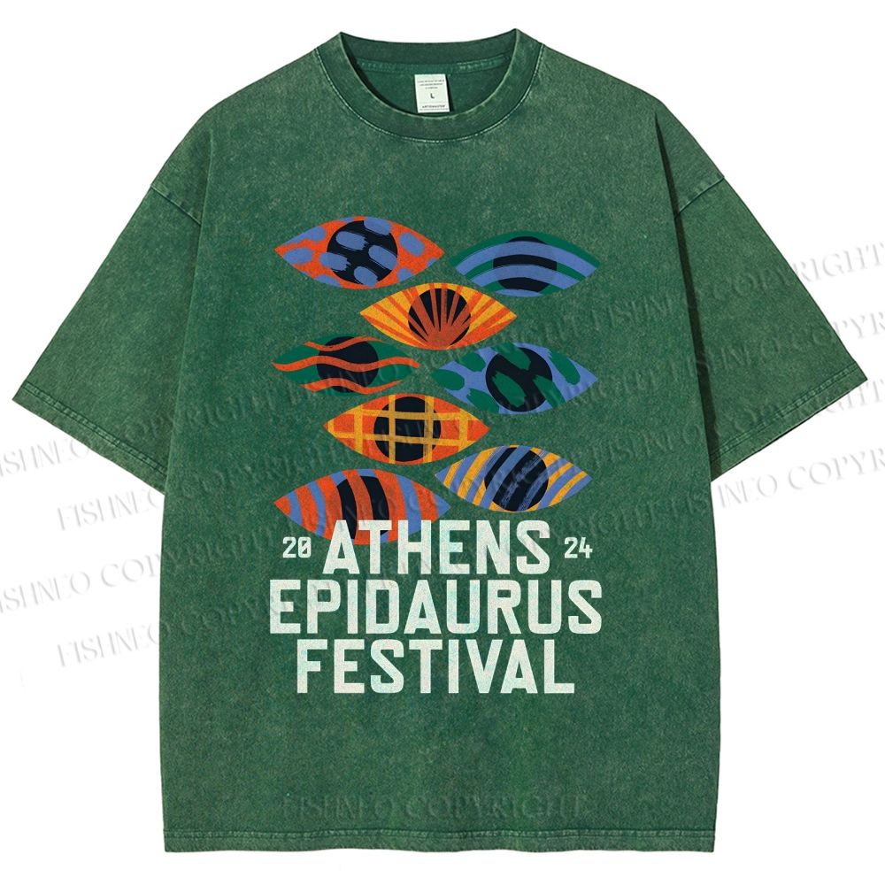 Unisex Abstract Art Eyes Art Festival Printed Washed Tee