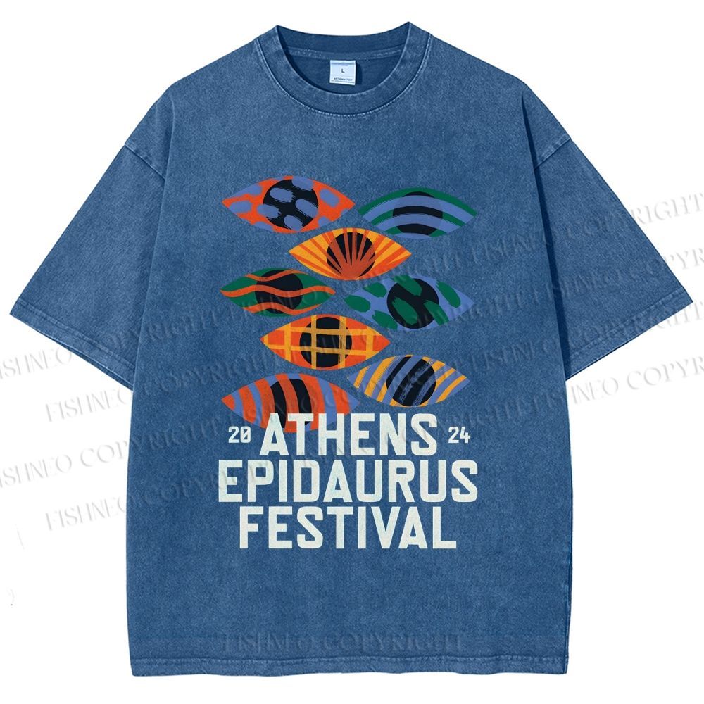 Unisex Abstract Art Eyes Art Festival Printed Washed Tee