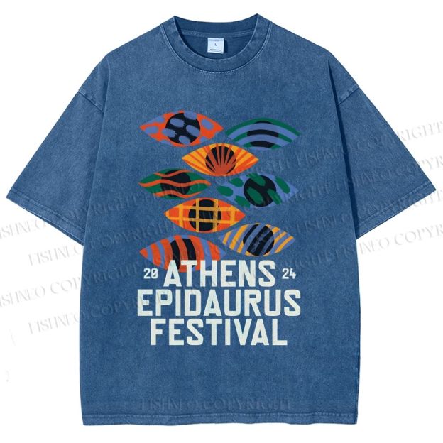 Unisex Abstract Art Eyes Art Festival Printed Washed Tee