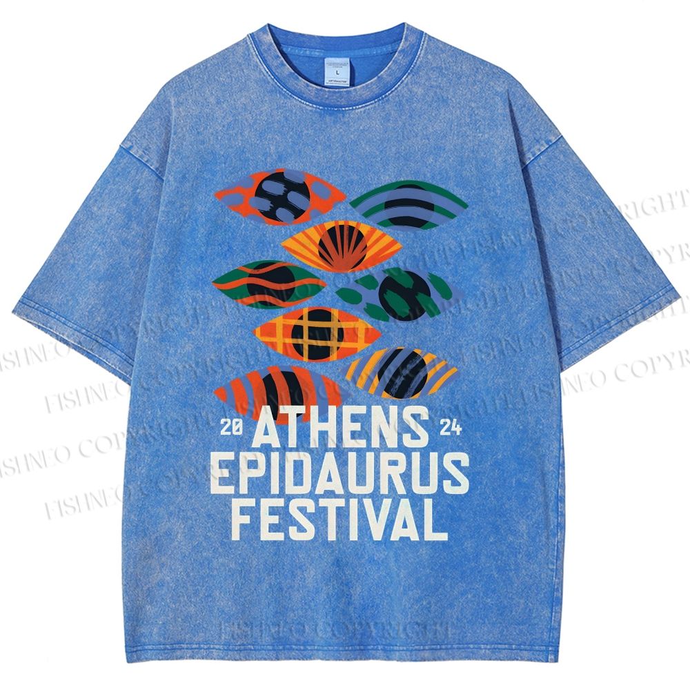 Unisex Abstract Art Eyes Art Festival Printed Washed Tee