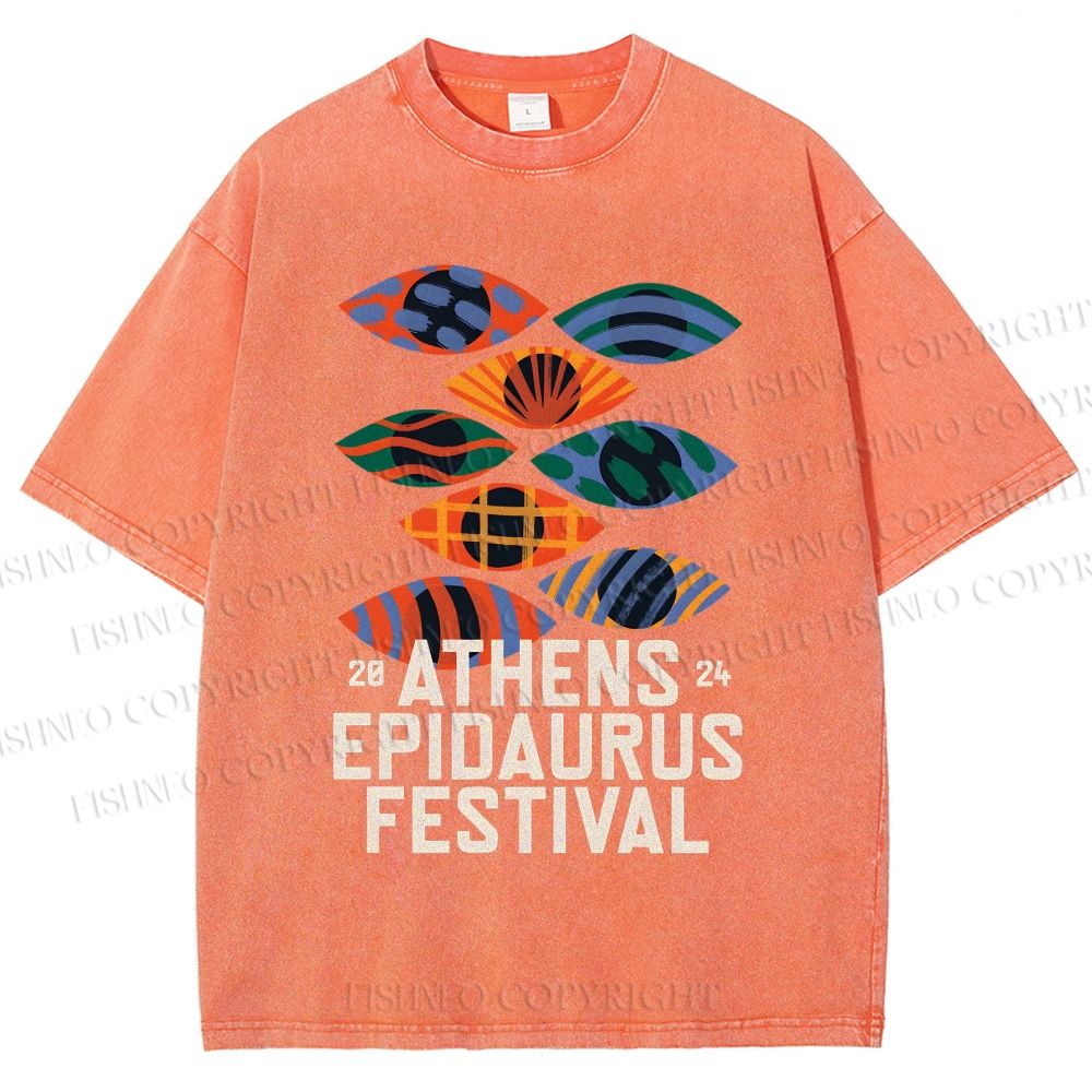 Unisex Abstract Art Eyes Art Festival Printed Washed Tee