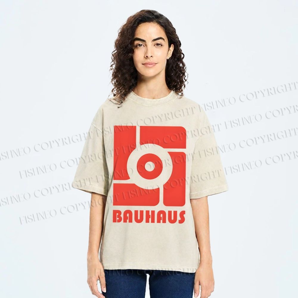 Unisex Bauhaus Geometry Printed Washed Tee