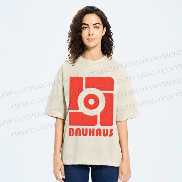 Unisex Bauhaus Geometry Printed Washed Tee