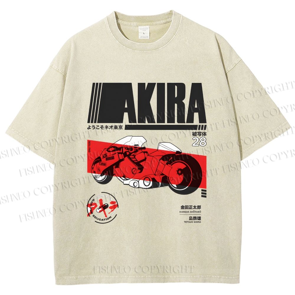 Unisex Akira Printed Washed Tee