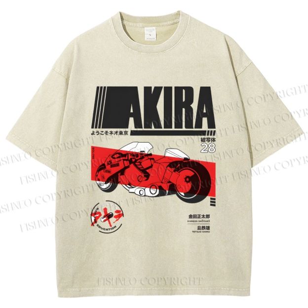 Unisex Akira Printed Washed Tee