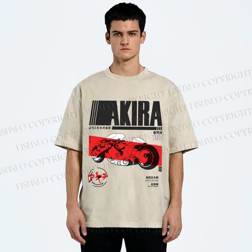 Unisex Akira Printed Washed Tee
