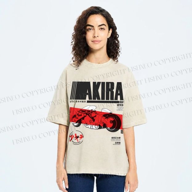 Unisex Akira Printed Washed Tee