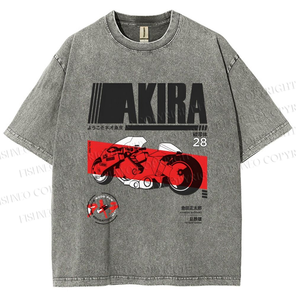 Unisex Akira Printed Washed Tee