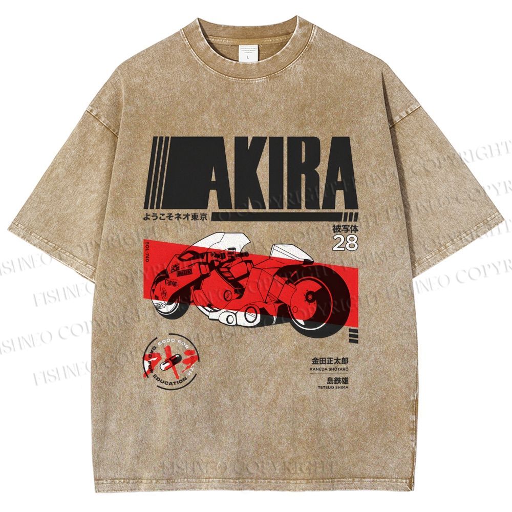 Unisex Akira Printed Washed Tee