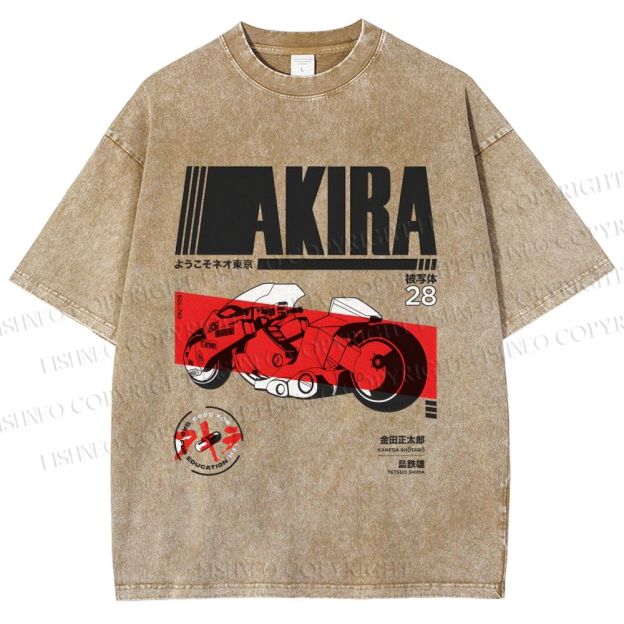 Unisex Akira Printed Washed Tee