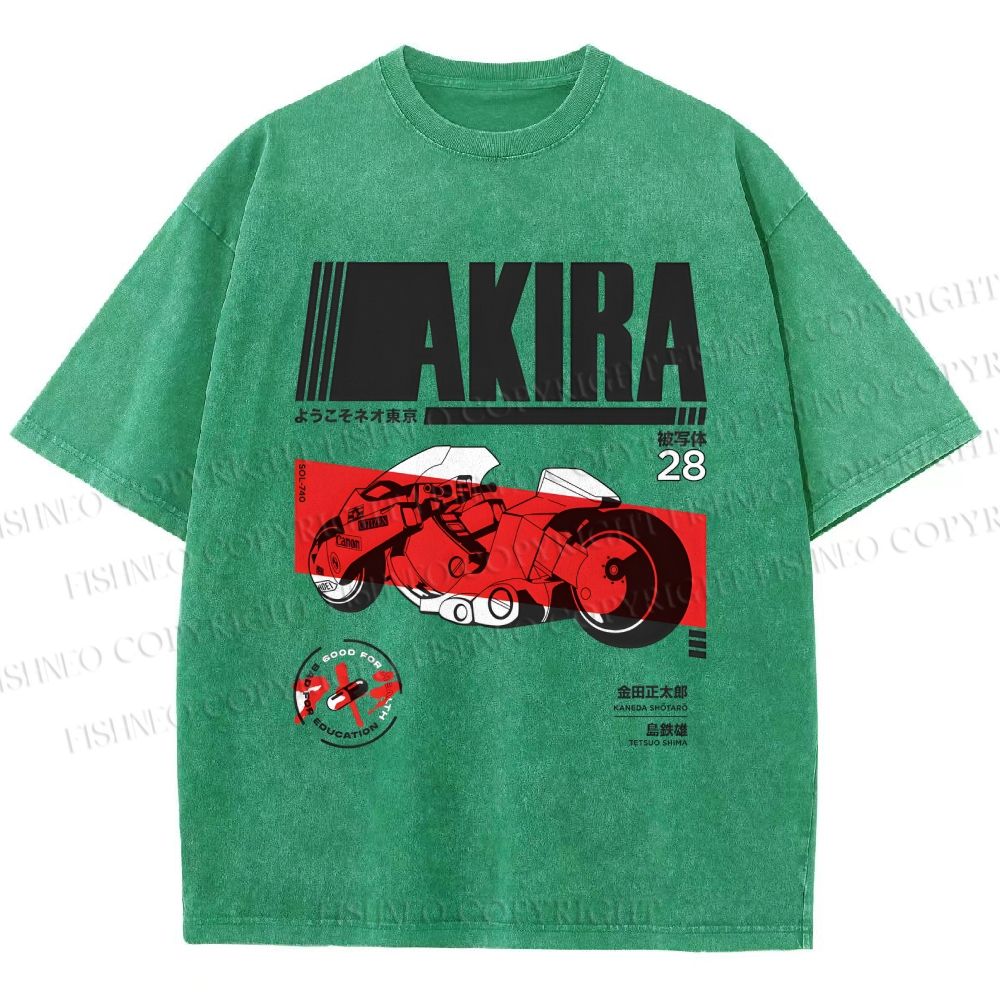 Unisex Akira Printed Washed Tee
