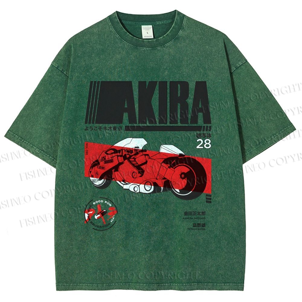 Unisex Akira Printed Washed Tee