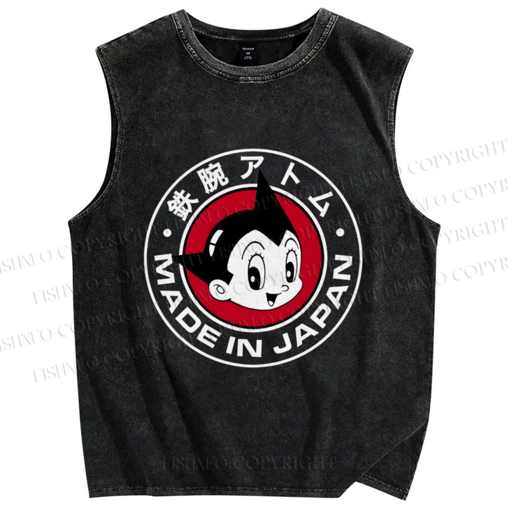 Unisex Astro Boy Printed Washed Tank Top