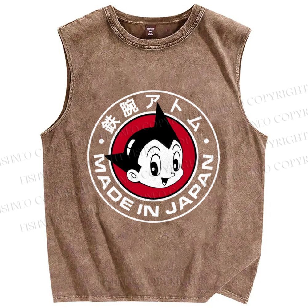 Unisex Astro Boy Printed Washed Tank Top