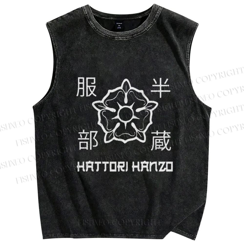 Unisex Hattori Hanzo Printed Washed Tank Top
